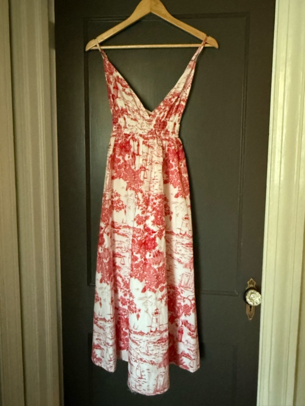 Vineyard Vines Red Toile Midi Dress M